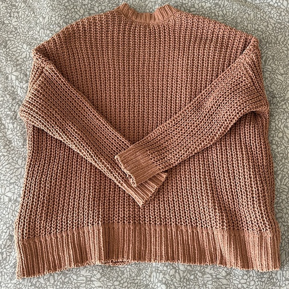 Sky & Sparrow Women’s Open Front Sweater Size Small Brown 2 Pockets - Picture 4 of 6